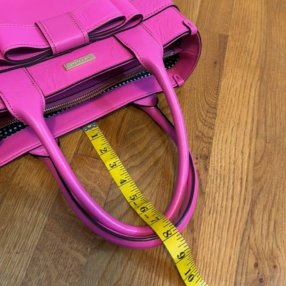 Kate Spade Villabella Quinn Leather Pink Bow polka Dot Purse Tote Bag - Picture 6 of 9